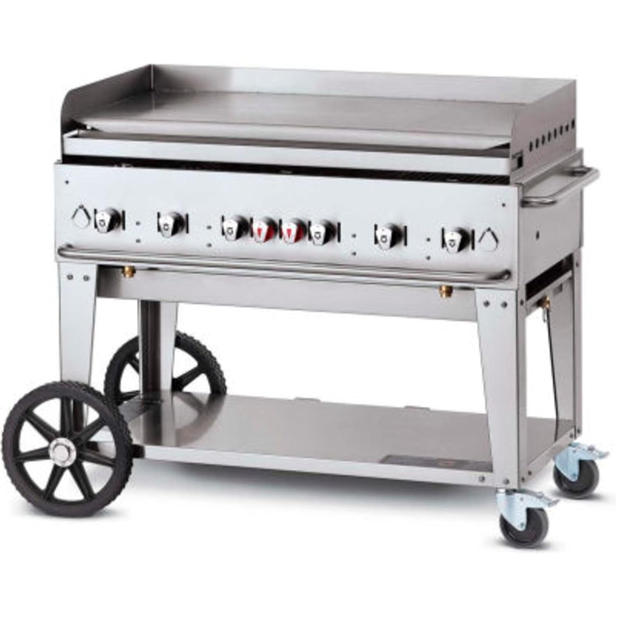 Crown Verity CV-MG-48NG mobile natural gas griddle on wheeled cart