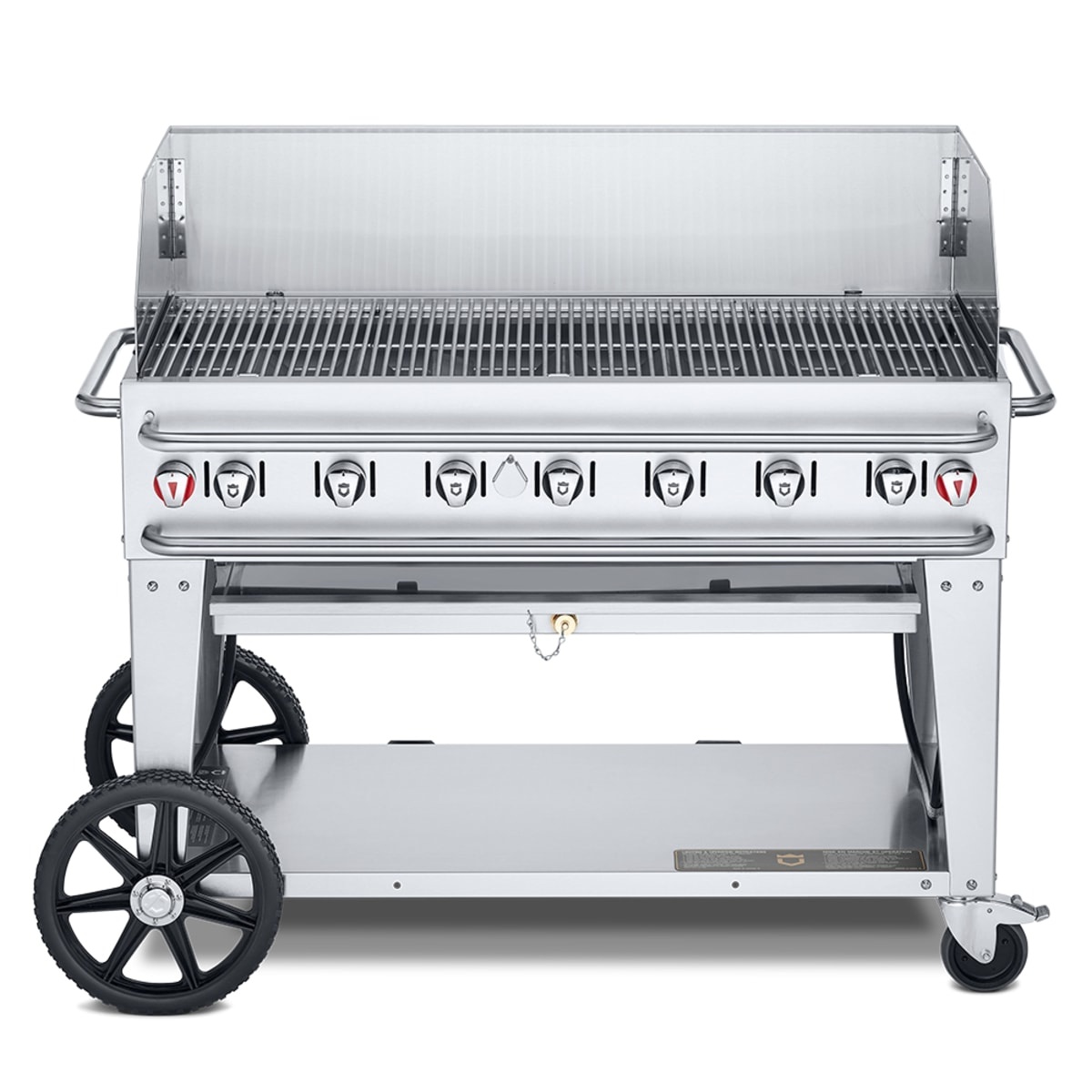 Crown Verity CV-RCB-48WGP mobile outdoor grill with wind guard and cart