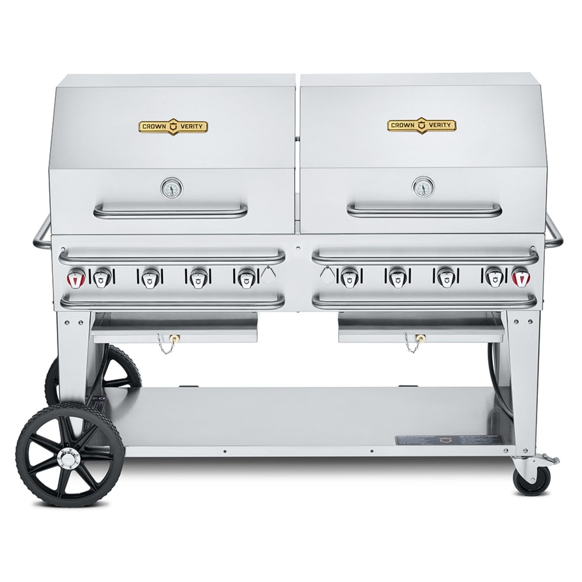 Crown Verity CV-RCB-60RDP mobile propane grill with two roll dome lids