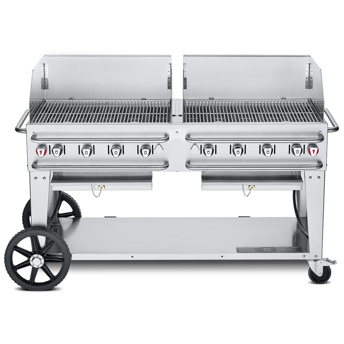 Crown Verity Pro Series mobile outdoor gas grill with wind guards and large wheels
