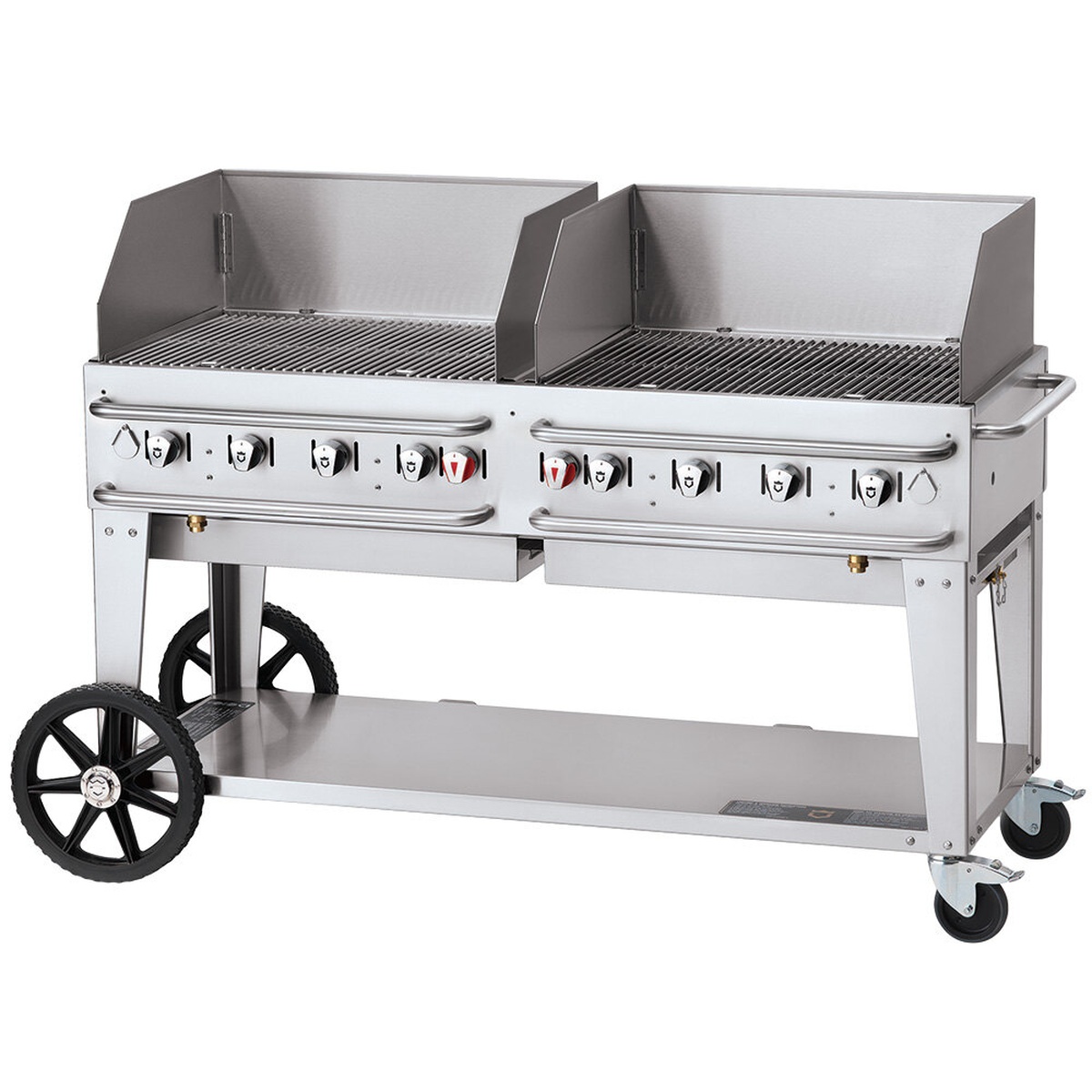 Crown Verity Pro Series mobile liquid propane outdoor grill with wind guards and wheeled base