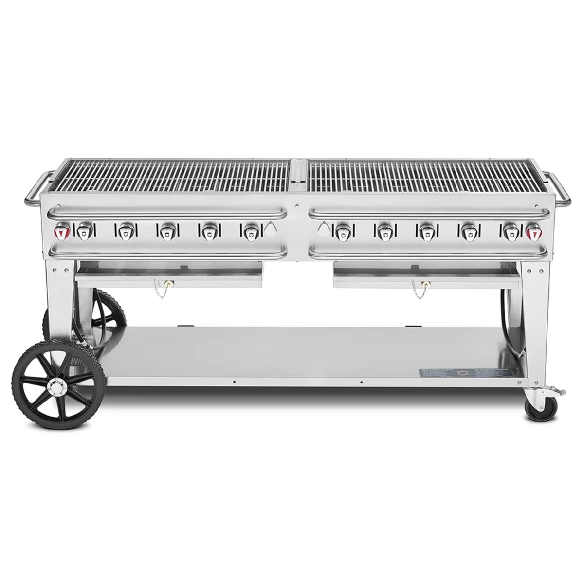 Crown Verity CV-RCB-72-SI BULK mobile propane grill with undershelf and wheels