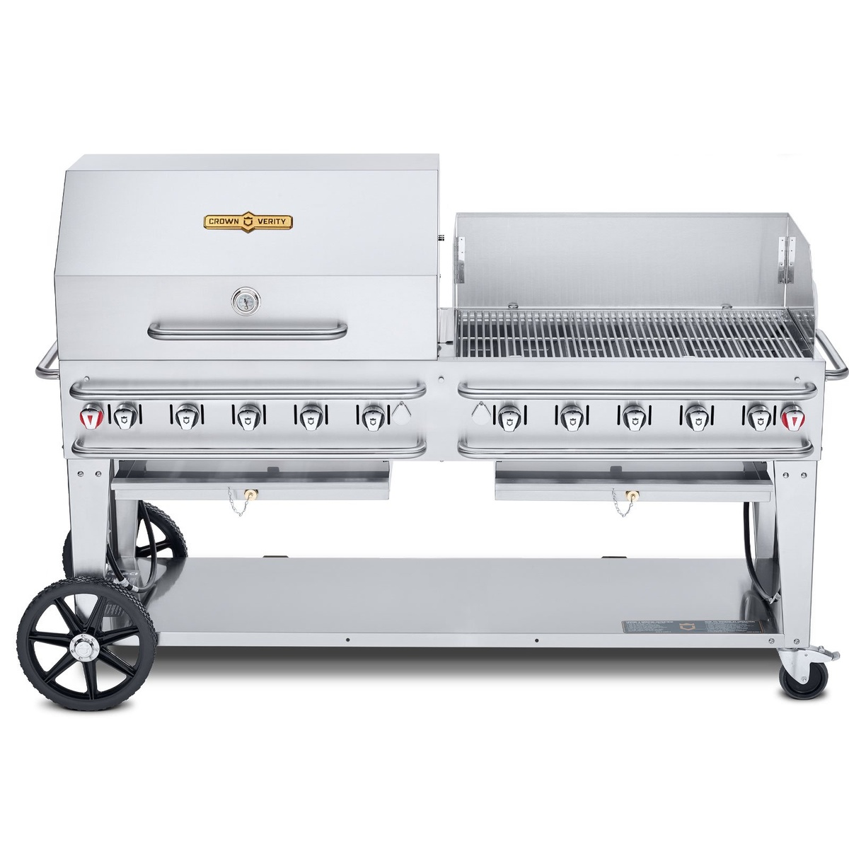Crown Verity CV-RCB-72RWP mobile propane grill with roll dome and wind guard