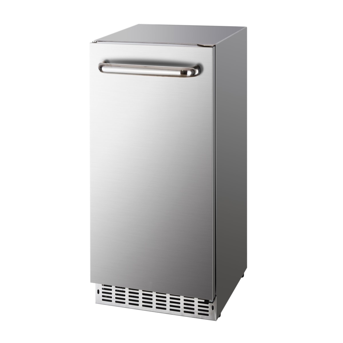 Crown Verity CV-RF-1 24-inch stainless steel outdoor undercounter refrigerator with front vent grille and bar handle