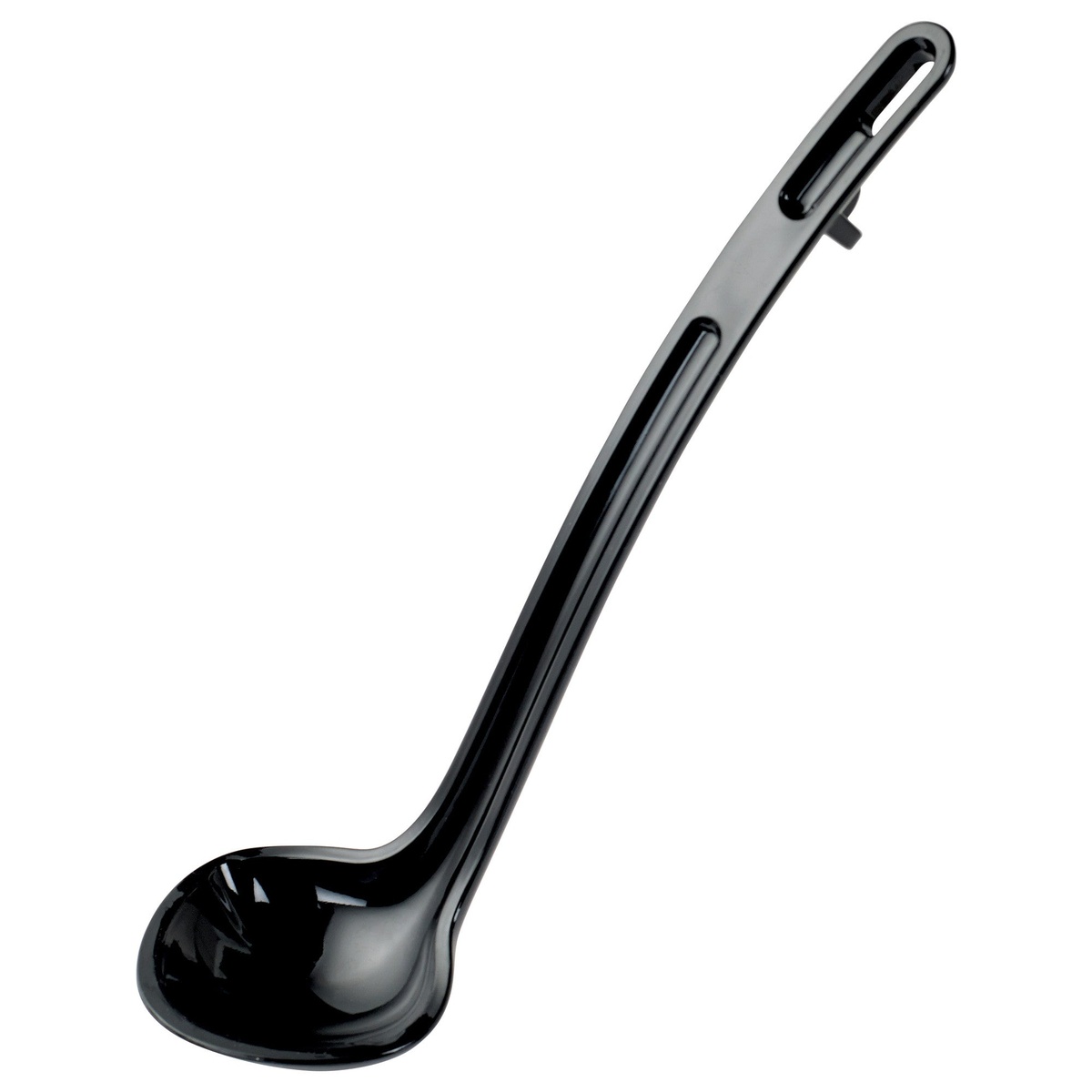 Winco CVLD-8K black polycarbonate Curv ladle with dual pour spouts and stop notch handle, 8.5 inches overall length