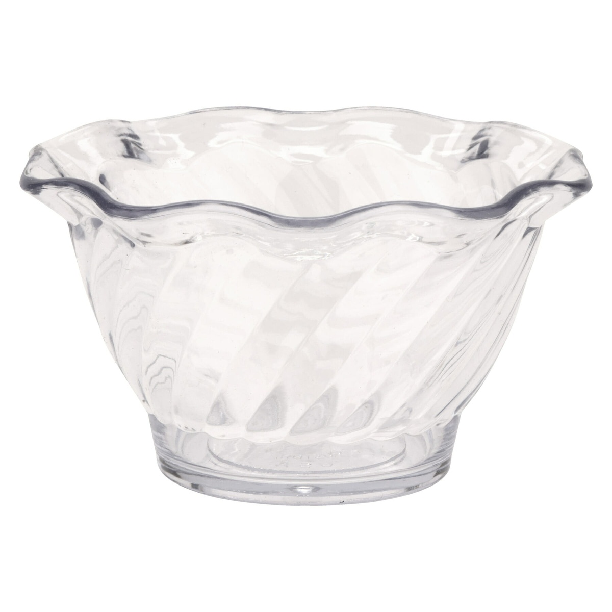 G.E.T. DD-50-CL clear dessert dish, front view showing full profile of tulip shape and swirl texture