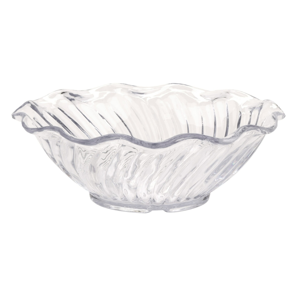 G.E.T. Enterprises DD-60-CL clear tulip dessert dish side view showing deep bowl profile and scalloped rim