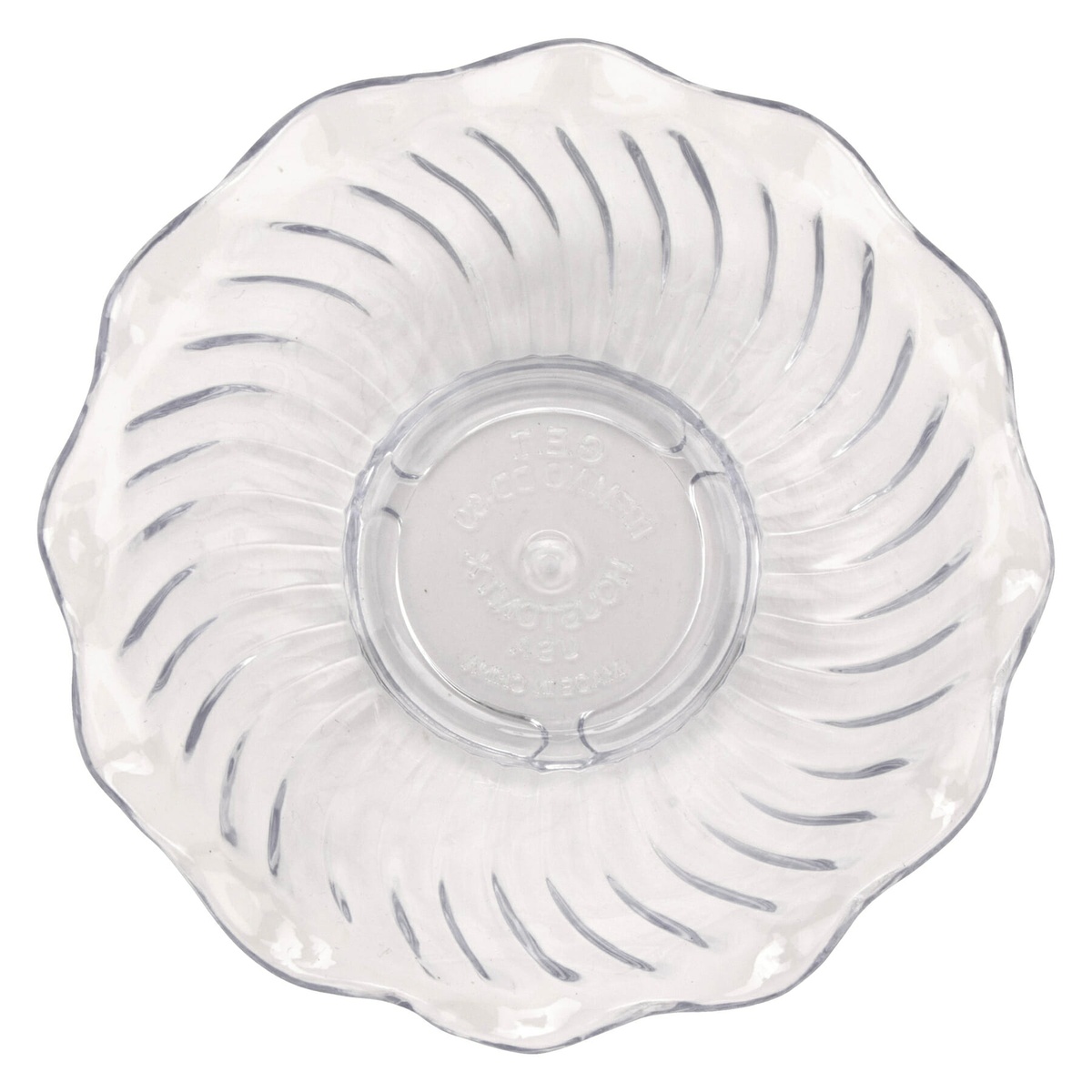 G.E.T. Enterprises DD-60-CL clear tulip dessert dish top-down view showing swirl pattern and scalloped edge detail
