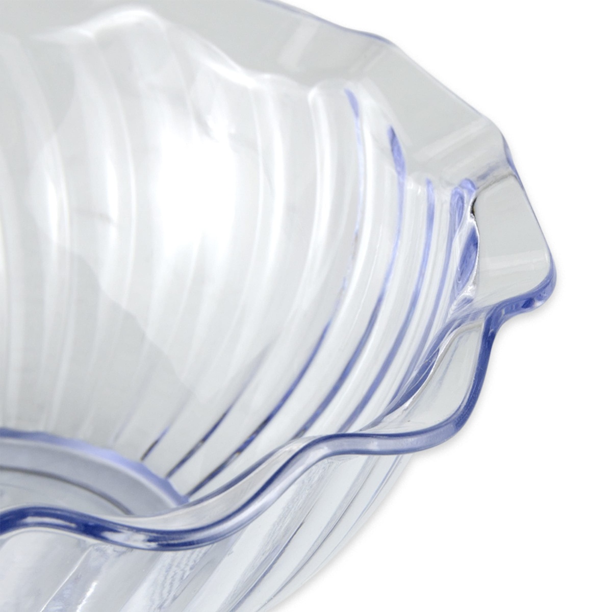 Close-up detail of the scalloped wavy rim and ribbed interior of the G.E.T. Enterprises DD-70-CL dessert dish