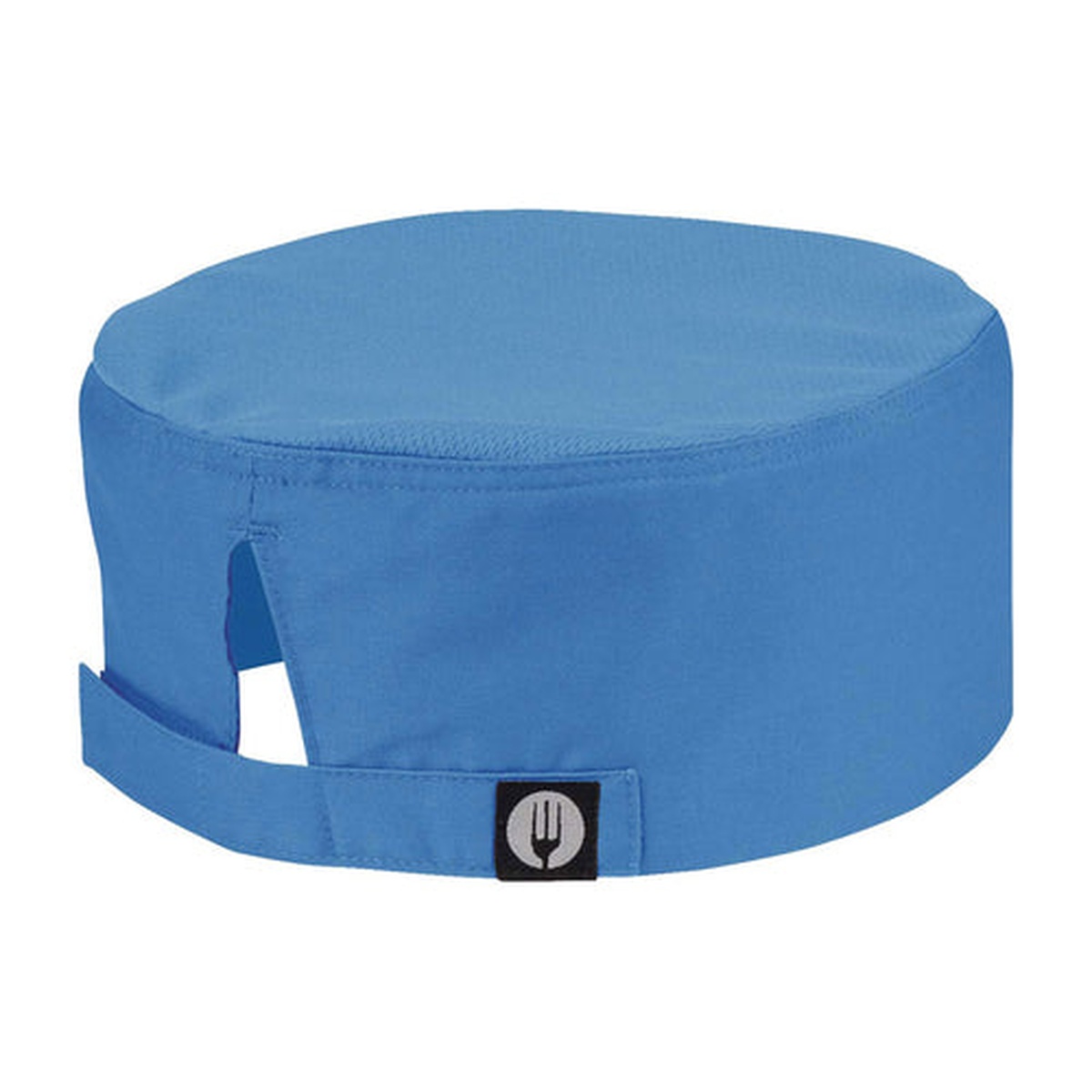 Chef Works DFCVBLU0 blue beanie chef hat with Cool Vent mesh top and adjustable Velcro closure strap