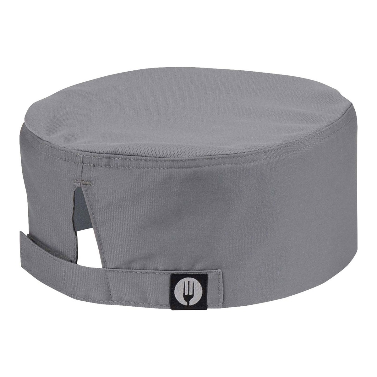 Chef Works DFCVGRY0 gray chef beanie with Cool Vent mesh top and adjustable Velcro closure