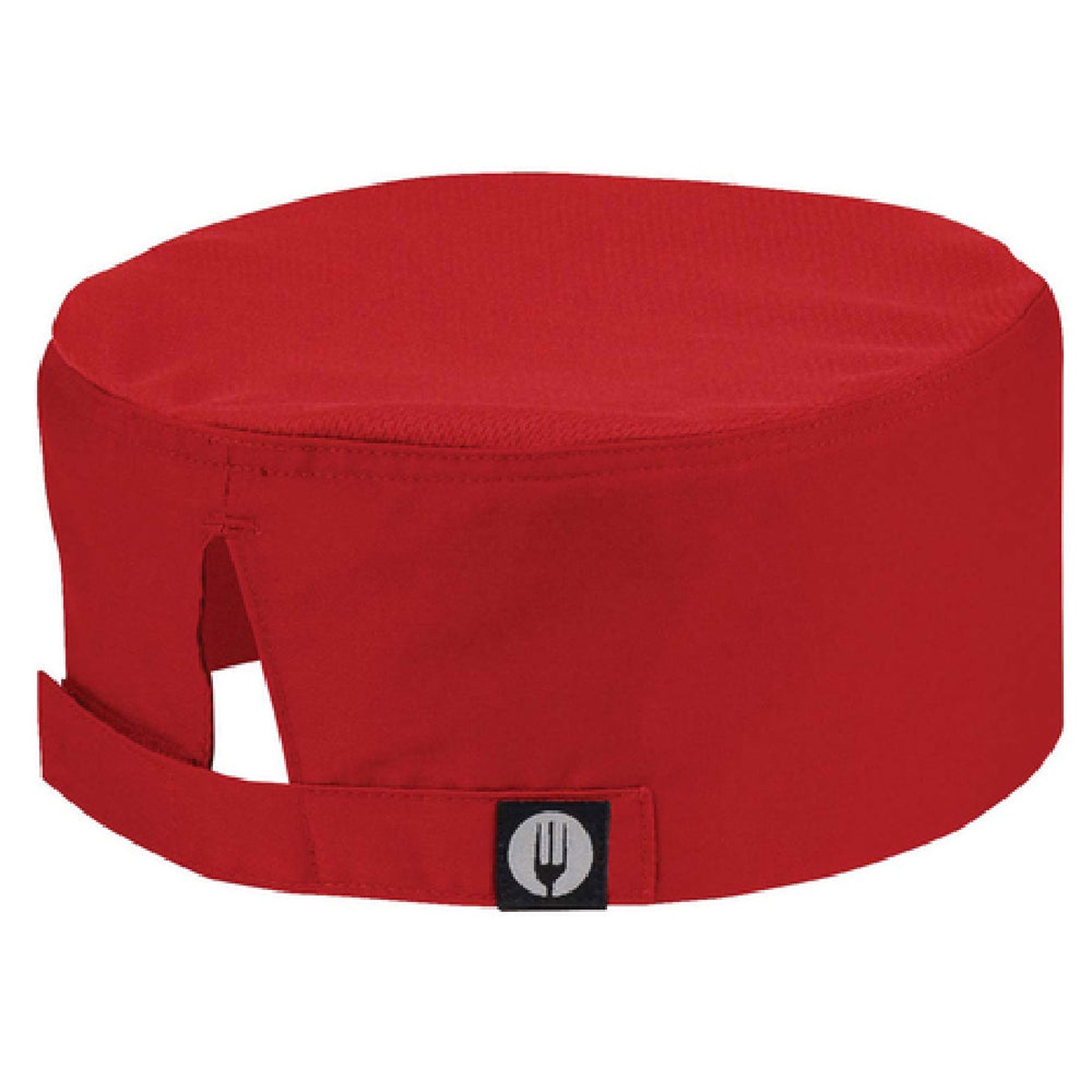 Chef Works red beanie chef hat with Cool Vent mesh top and adjustable Velcro closure strap