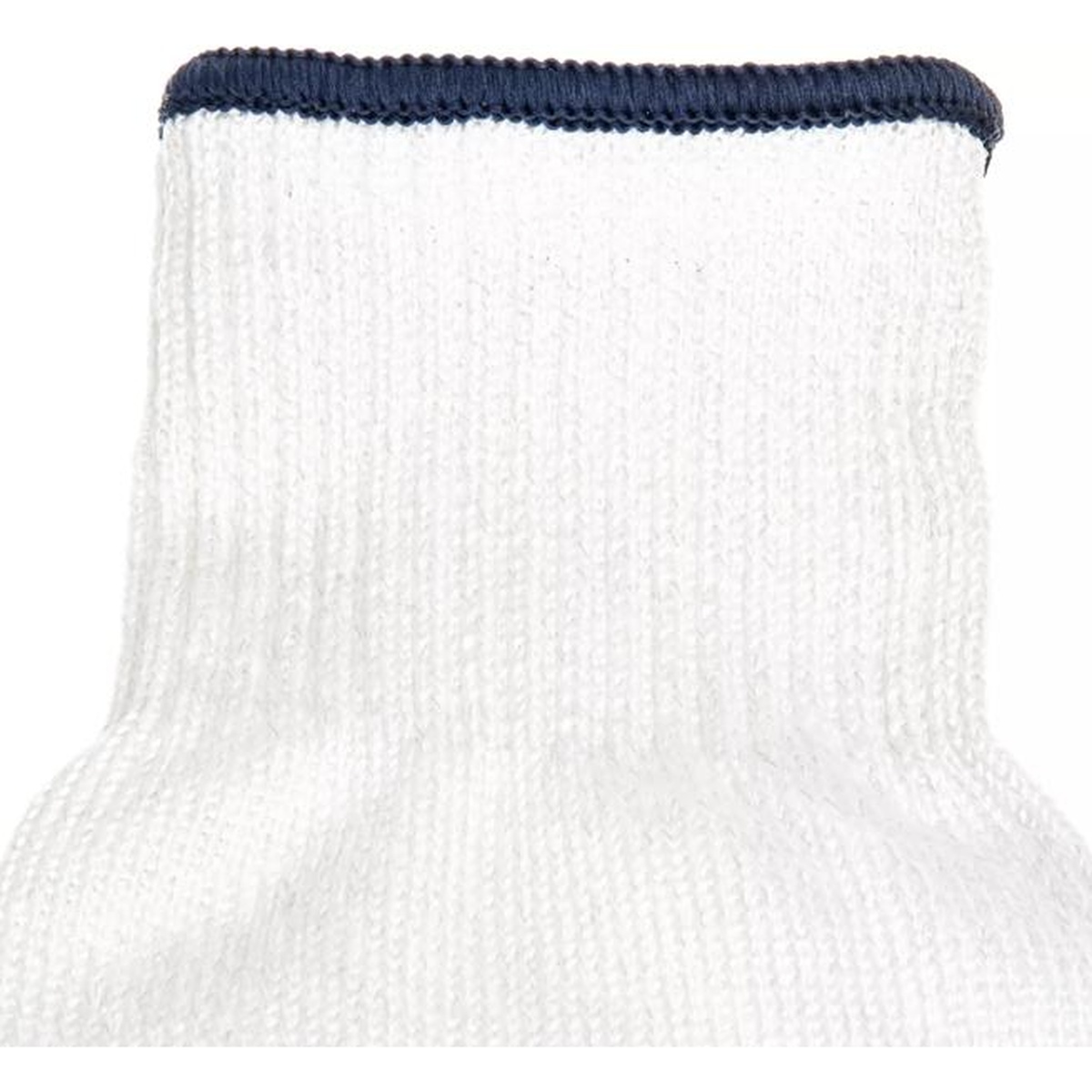 Close-up of D-Shield glove cuff showing navy trim and ribbed knit band