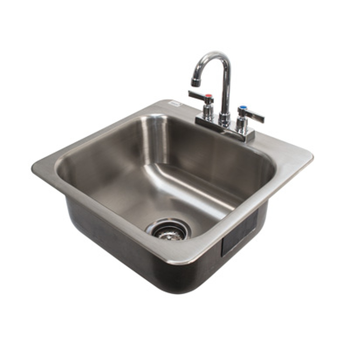 Advance Tabco DI-1-168 single compartment drop-in stainless steel sink with gooseneck faucet and basket drain