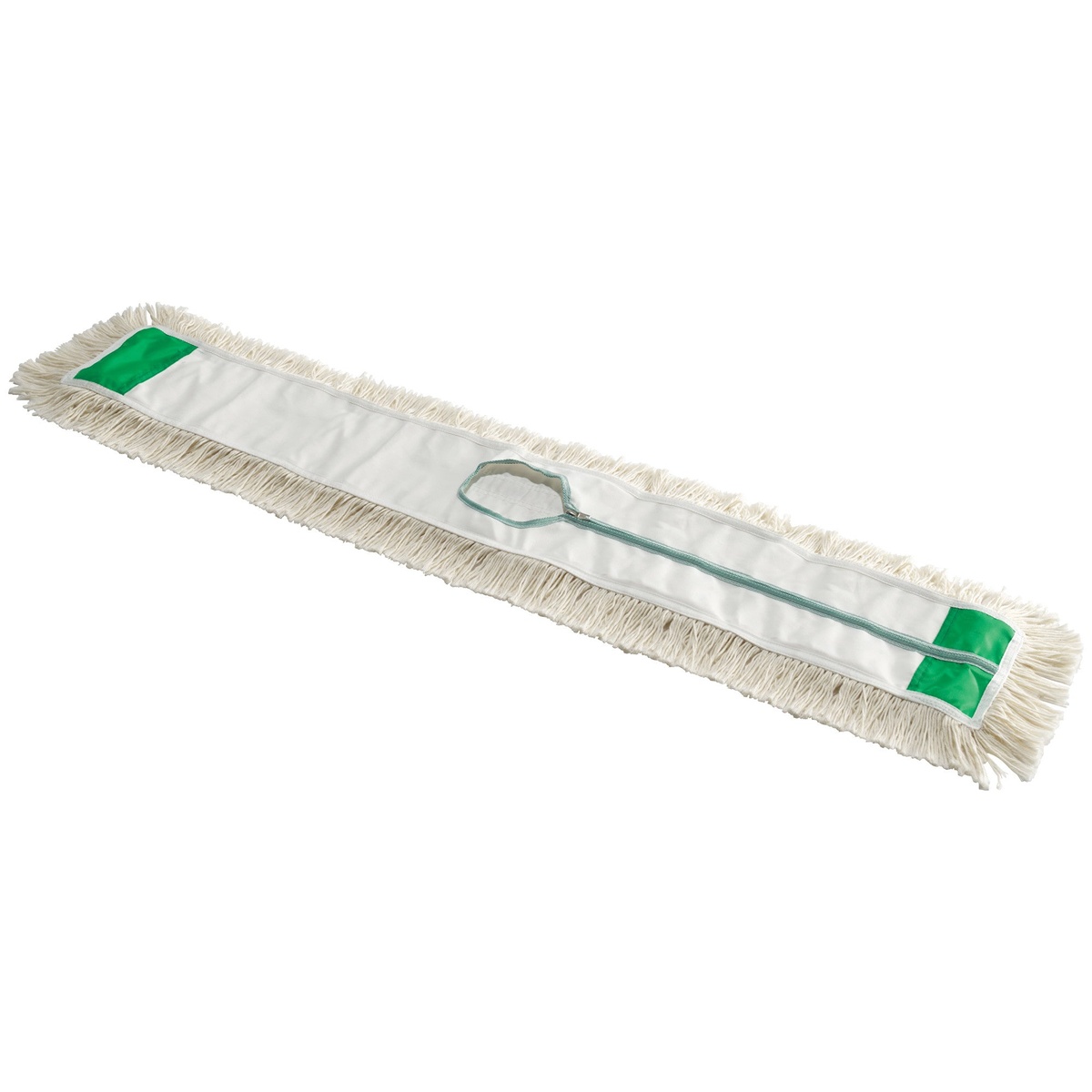 Winco DM-36H 36-inch white replacement dust mop head with cotton fringe, nylon backing, and zippered center closure