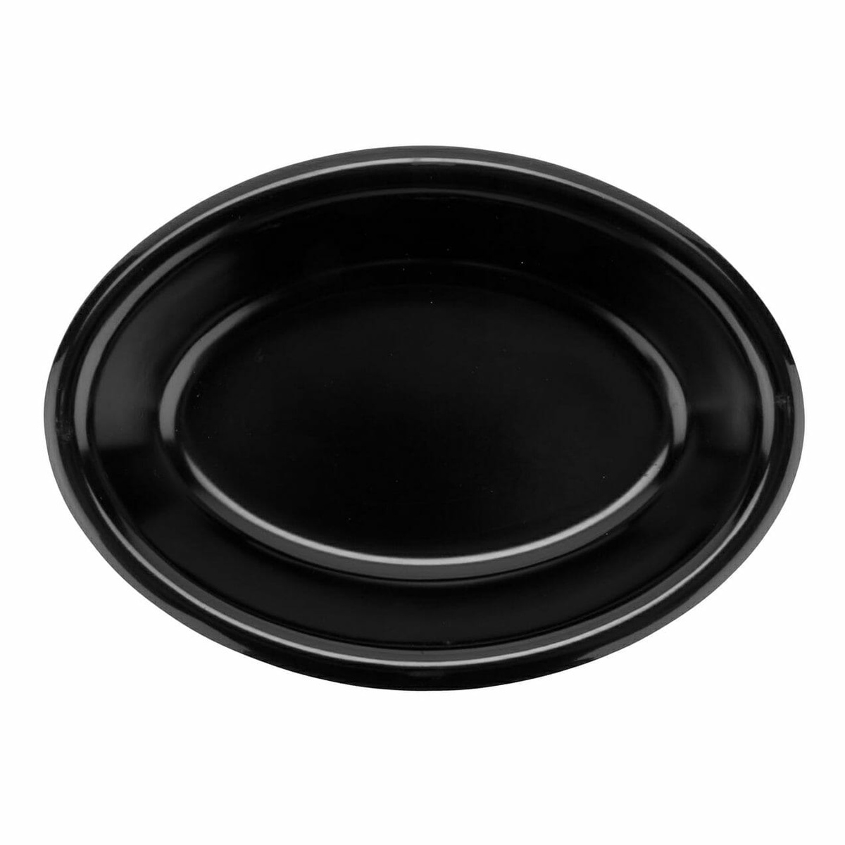 GET Enterprises DN-365 oval melamine side dish, top-down view showing oval well and double-rim detail