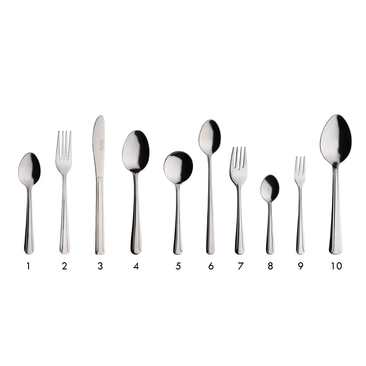 Full Libertyware Dominion Medium flatware collection including forks, knives, and spoons of various sizes