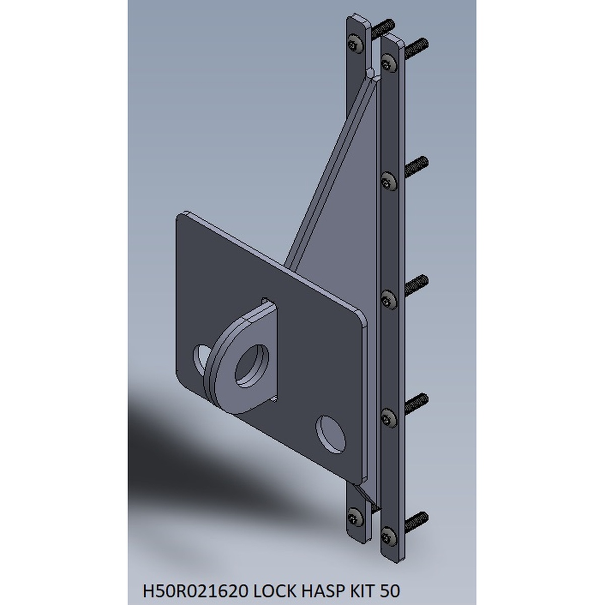 Turbo Air H50R021620 Lock Hasp Kit 50 technical diagram showing hasp plate and mounting hardware