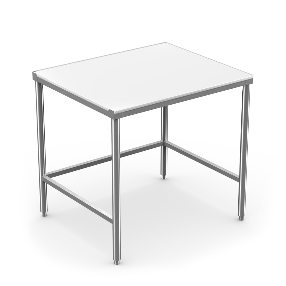 Winholt DPTR-3060 60-inch poly top work table with stainless steel open base and crossrails