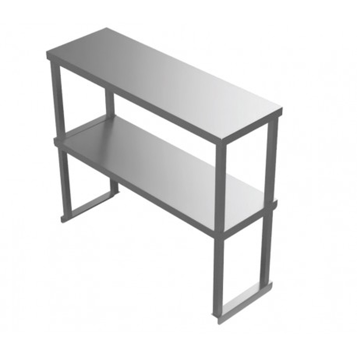 GSW USA DS-1872 stainless steel double overshelf with two tiers and open frame legs