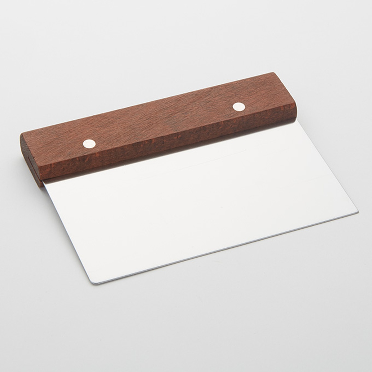 American Metalcraft DS6704 dough cutter and scraper with stainless steel blade and brown rubber wood handle