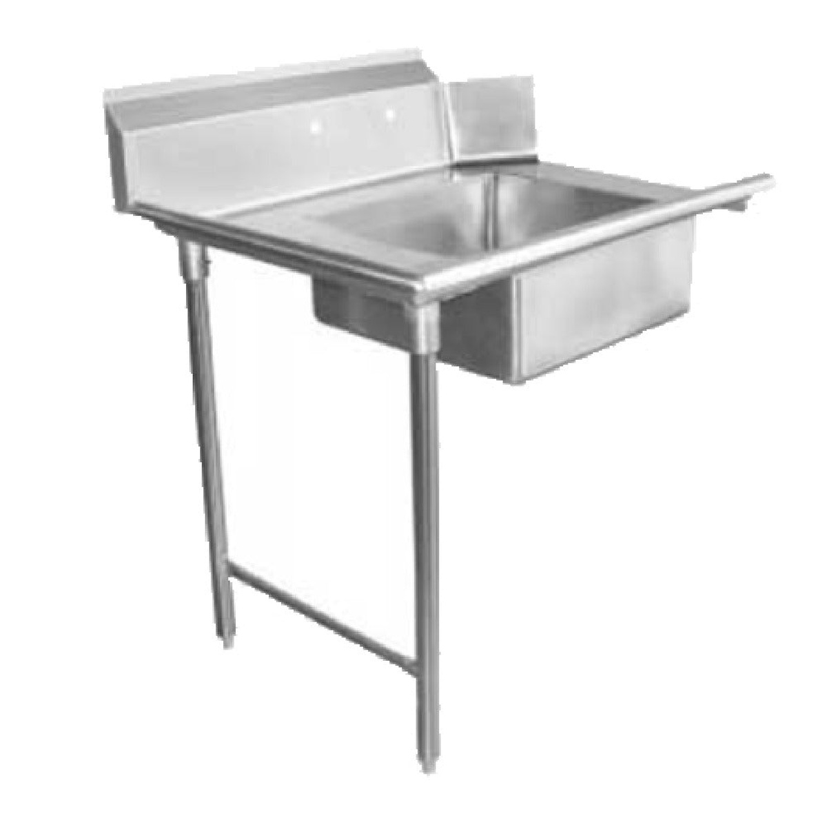 GSW USA DT24S-L soiled dishtable with integrated sink bowl and backsplash