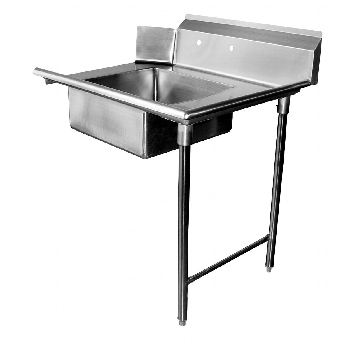 GSW USA DT36S-R 36 inch soiled dishtable with backsplash and pre-rinse sink bowl