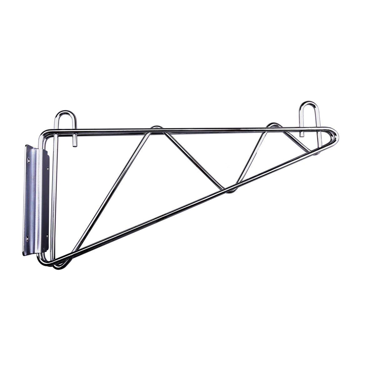 Enhanced E-CBR-14SDWM 14-inch single chrome wire wall mount bracket with flat mounting plate and triangular wire bracing