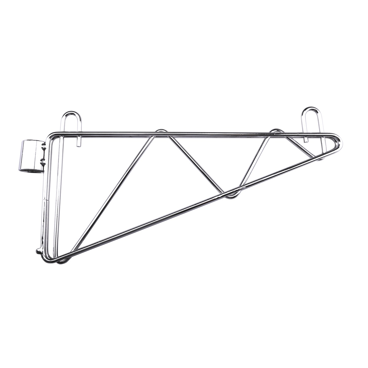 Enhanced Wire Shelving 18-inch single adjustable chrome wall bracket with triangular wire support frame