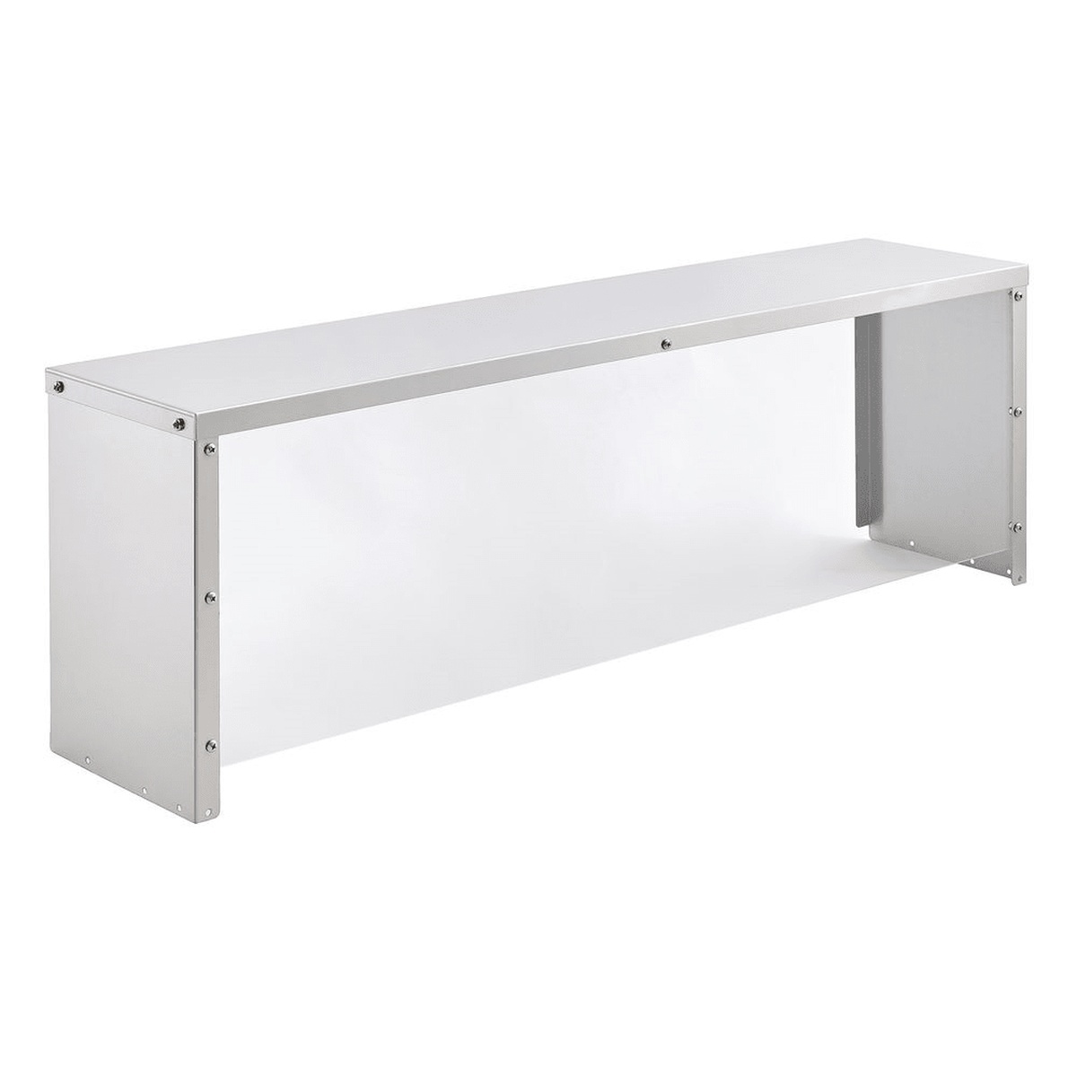 E-CSS-1060-SSG Enhanced stainless steel cafeteria serving shelf with front acrylic sneeze guard, 60-inch wide