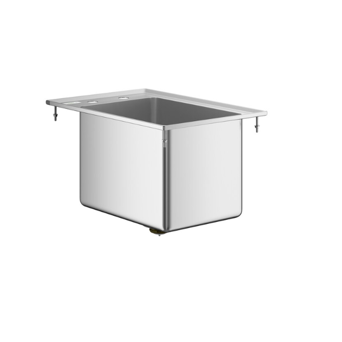 Enhanced Stainless Steel E-DIS-1C141610 drop-in sink with 14x16x10 inch bowl and mounting clips on white background