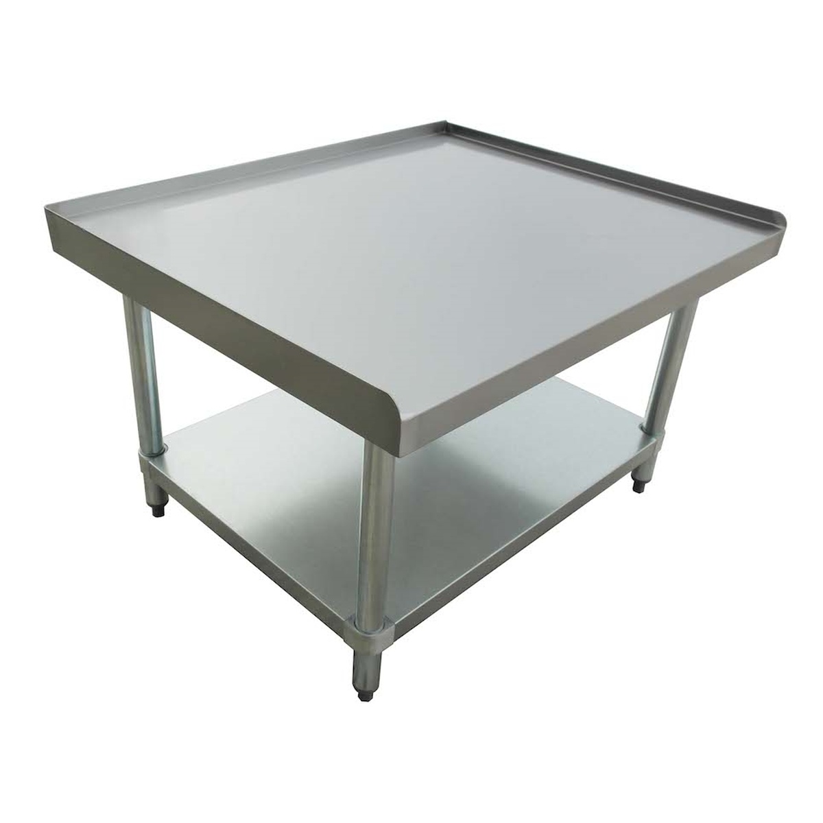 Enhanced 48-inch stainless steel equipment stand with 2-inch turned-up edges and galvanized undershelf