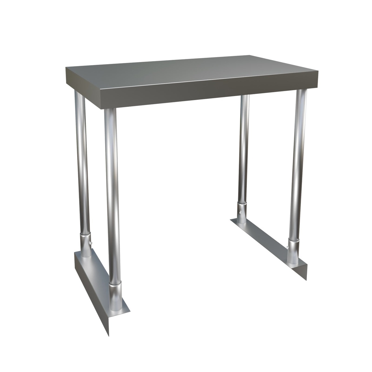 Enhanced E-OSDA-1224 stainless steel double over shelf with adjustable legs, 12x24 inches