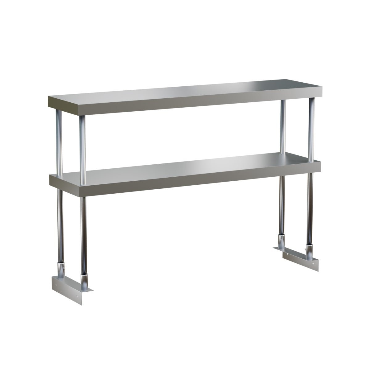 Enhanced Stainless Steel double over shelf with two tiers and adjustable legs, 12x48 inches