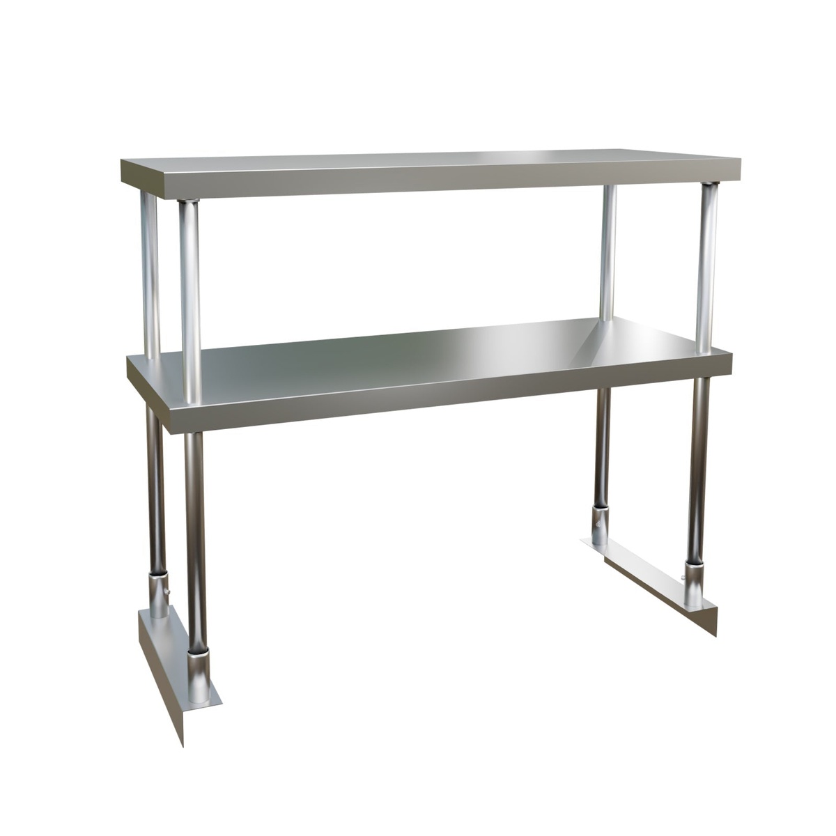 Enhanced Stainless Steel double over shelf unit with two tiers and adjustable legs, 14x36 inches