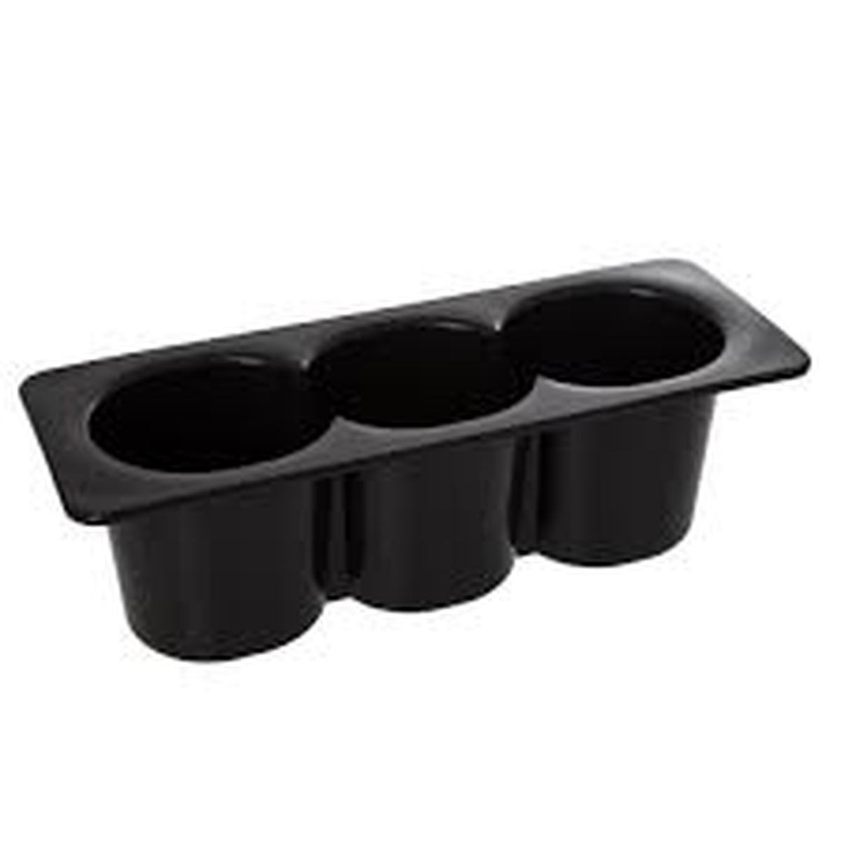 Enhanced E-PBH black plastic bottle holder with three circular slots