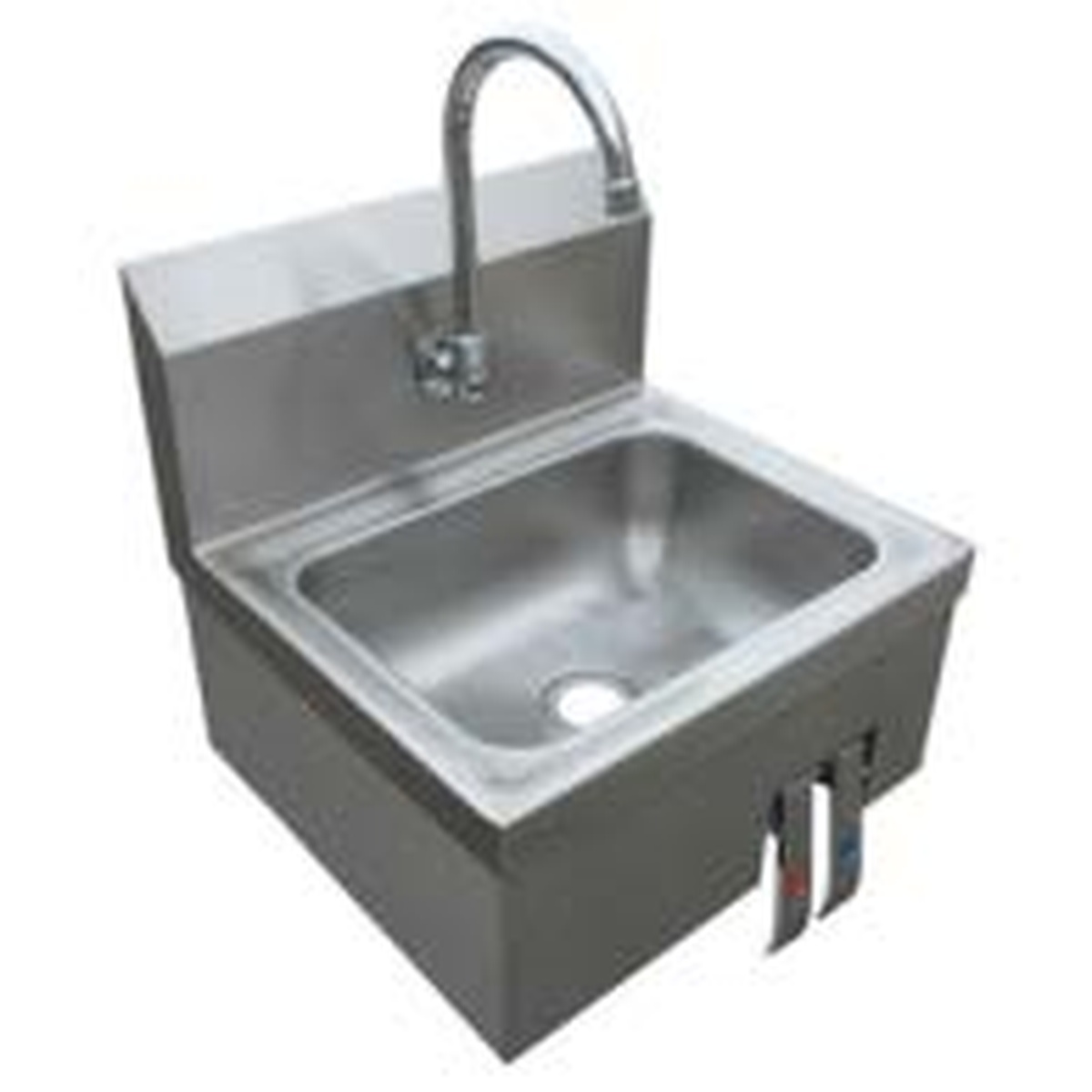 Enhanced E-PHS-151715DKV stainless steel wall-mounted hand sink with goose-neck faucet and double knee valve