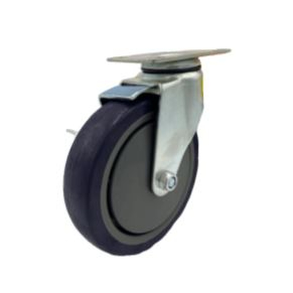Enhanced 5-inch swivel caster with top plate and brake mechanism