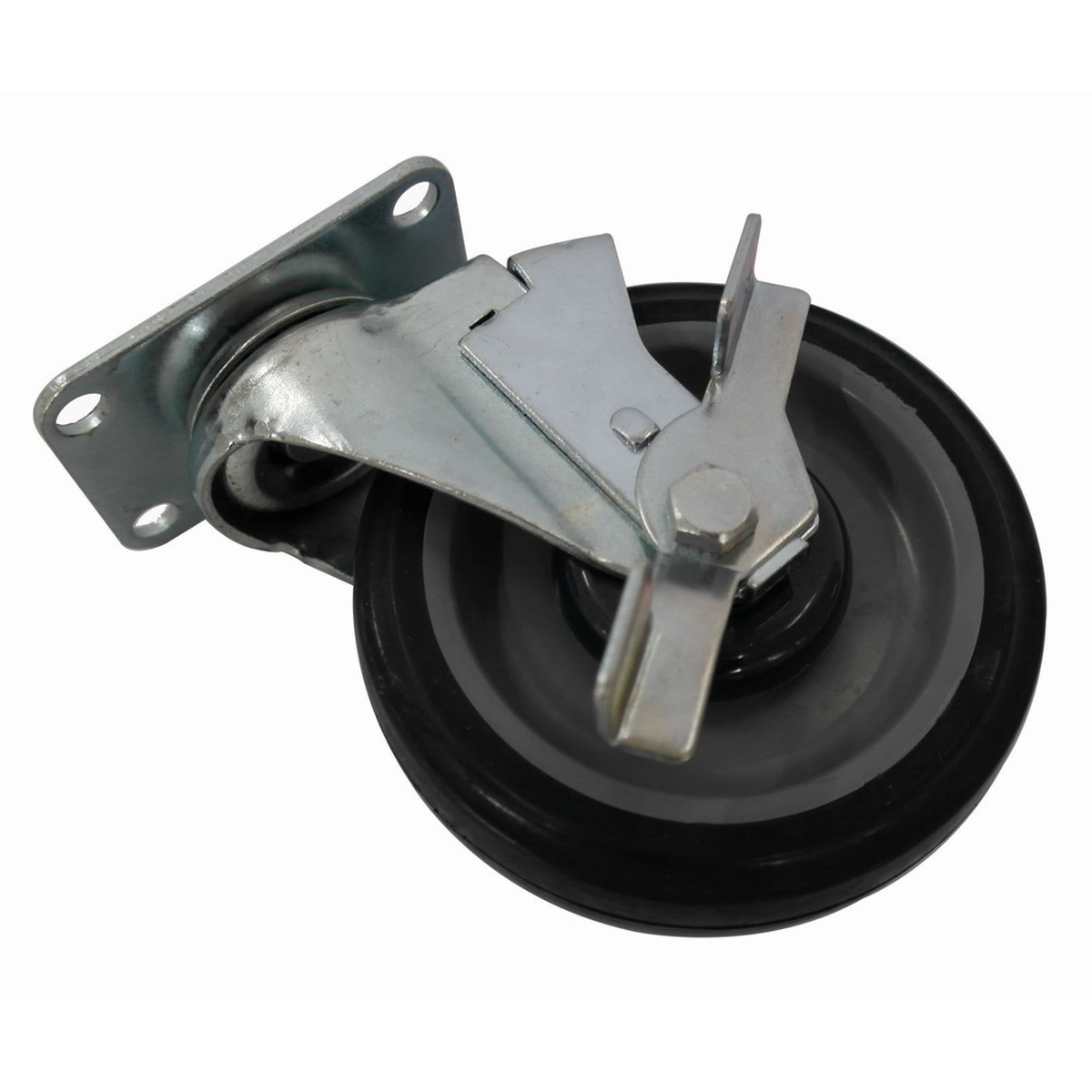 Enhanced 5-inch swivel caster with side brake and eight-hole top plate, polypropylene wheel with polyurethane tread