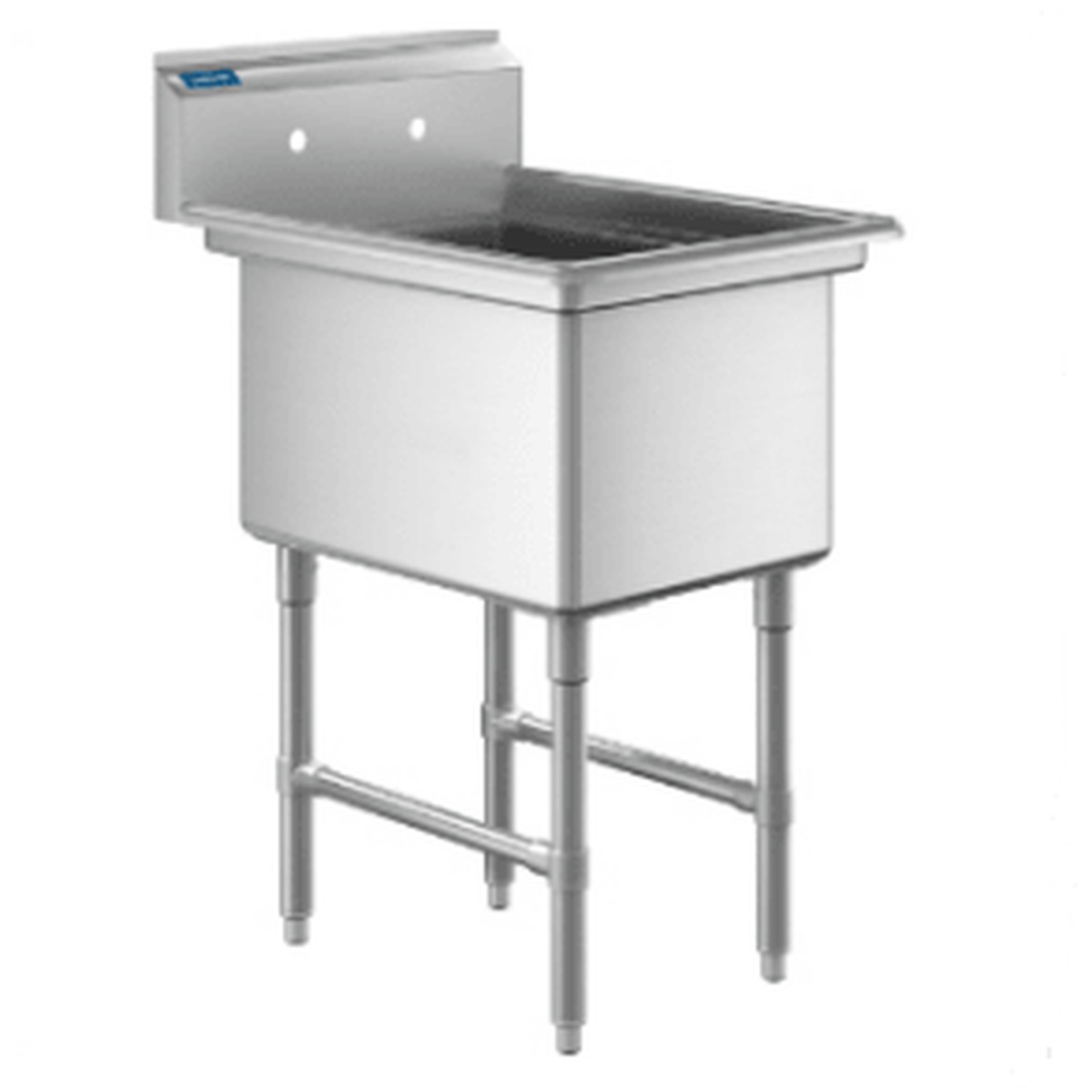 Enhanced stainless steel single-tub commercial sink with stainless steel legs and cross bracing