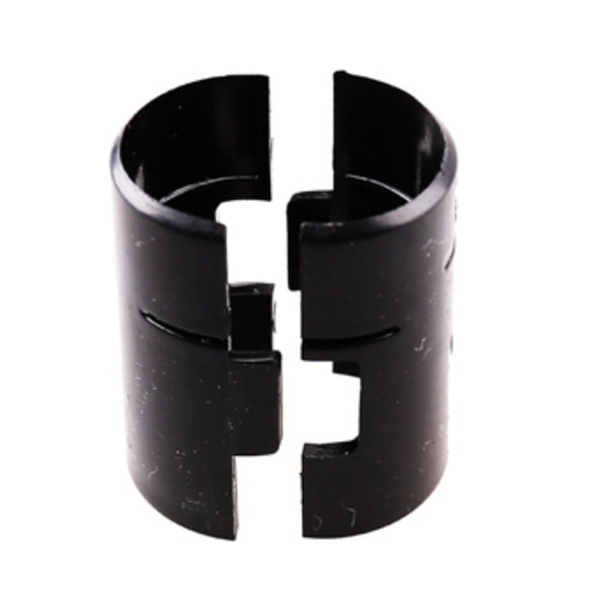 Enhanced Wire Shelving black split sleeve accessory, cylindrical plastic collar with open split seam