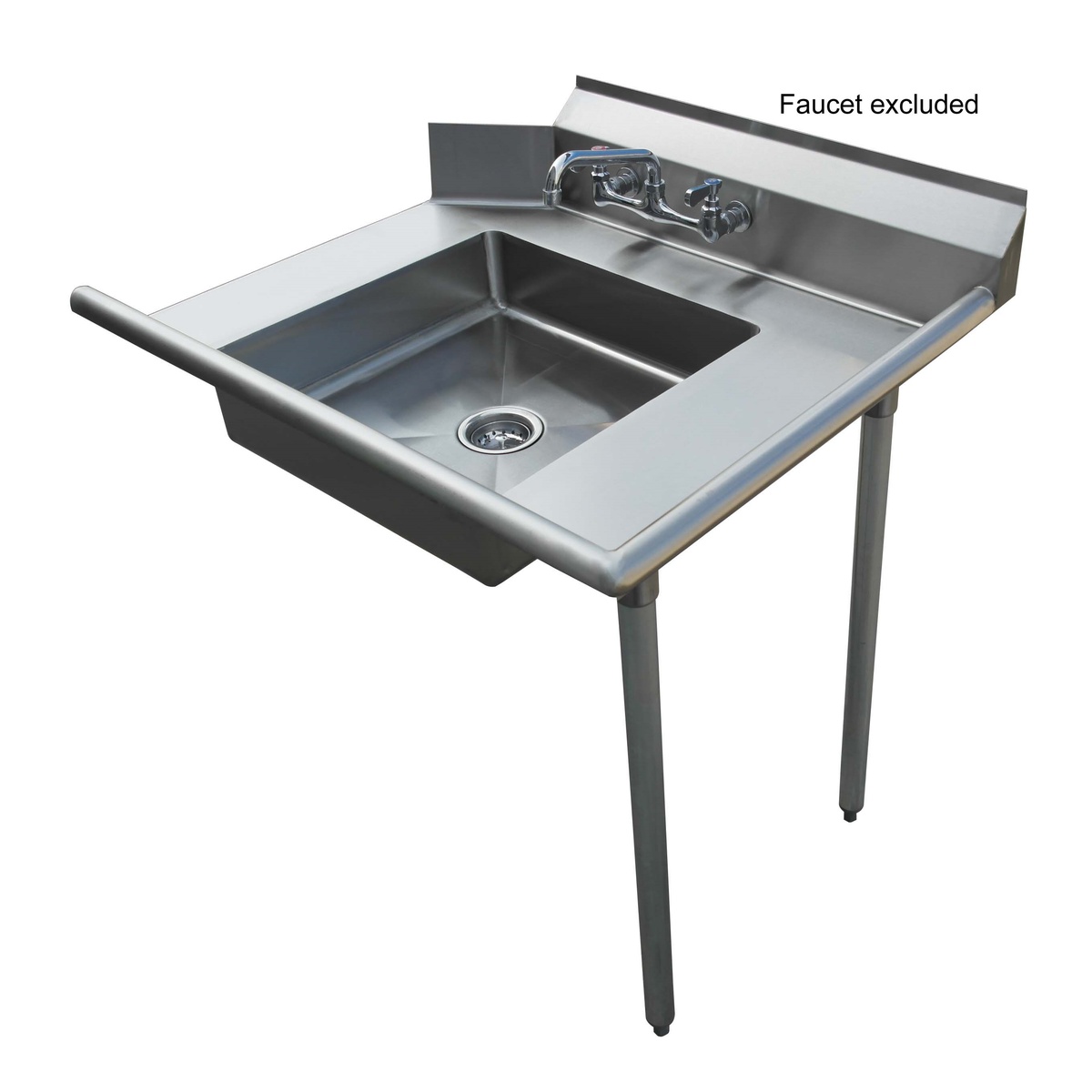 Enhanced E-SDT-36R stainless steel soiled dish table with pre-rinse bowl, right-side configuration, shown on white background