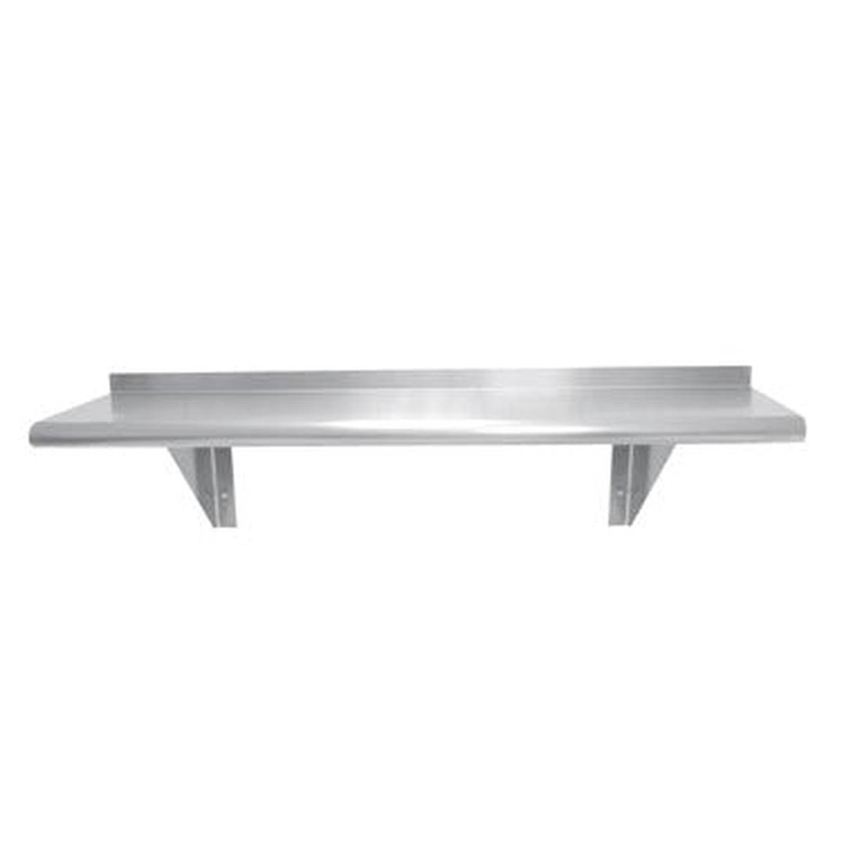 Enhanced E-WS-1236 stainless steel wall mount shelf front view with two mounting brackets installed