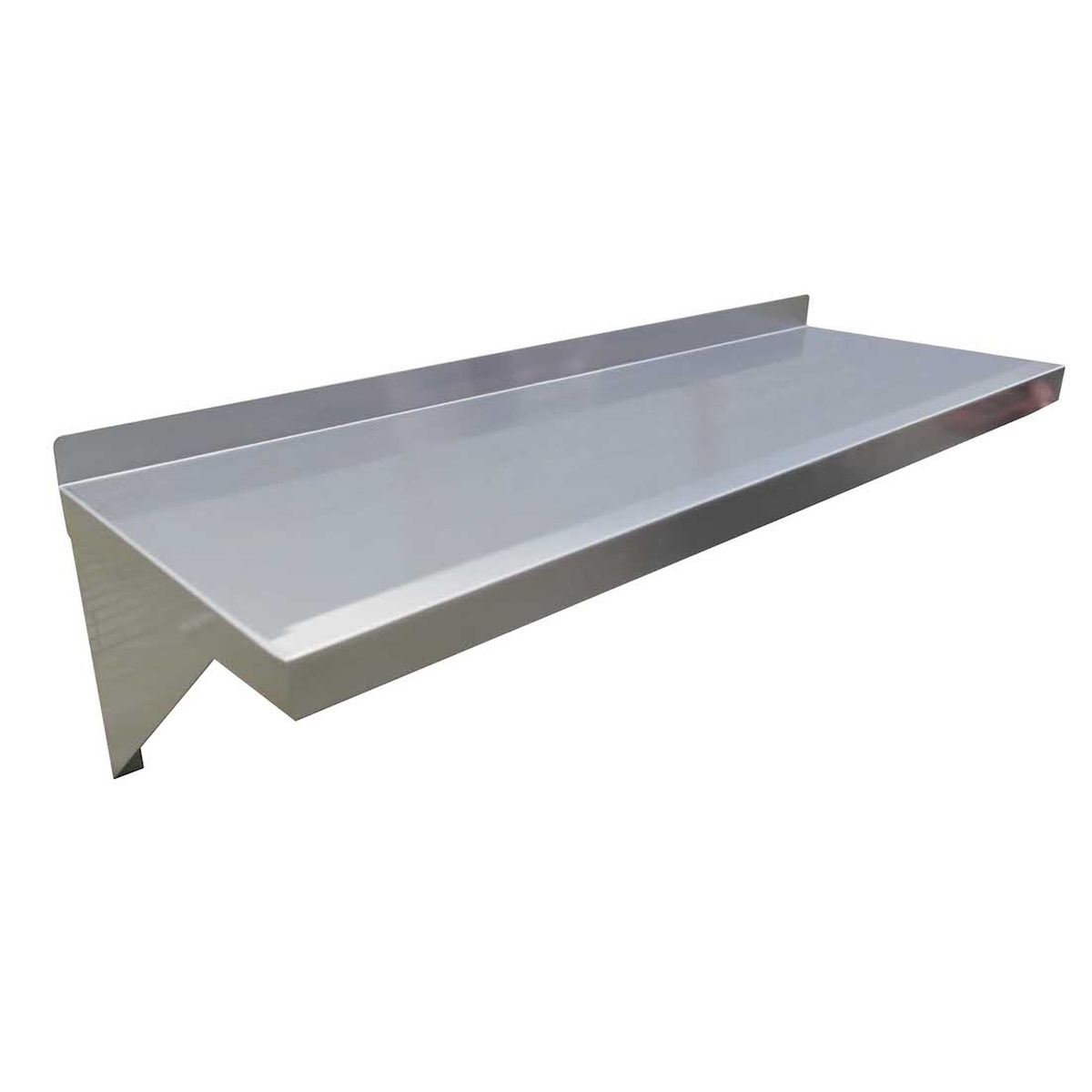 Enhanced E-WS-1430 stainless steel wall mount shelf, 14-inch deep by 30-inch wide, with integrated backsplash