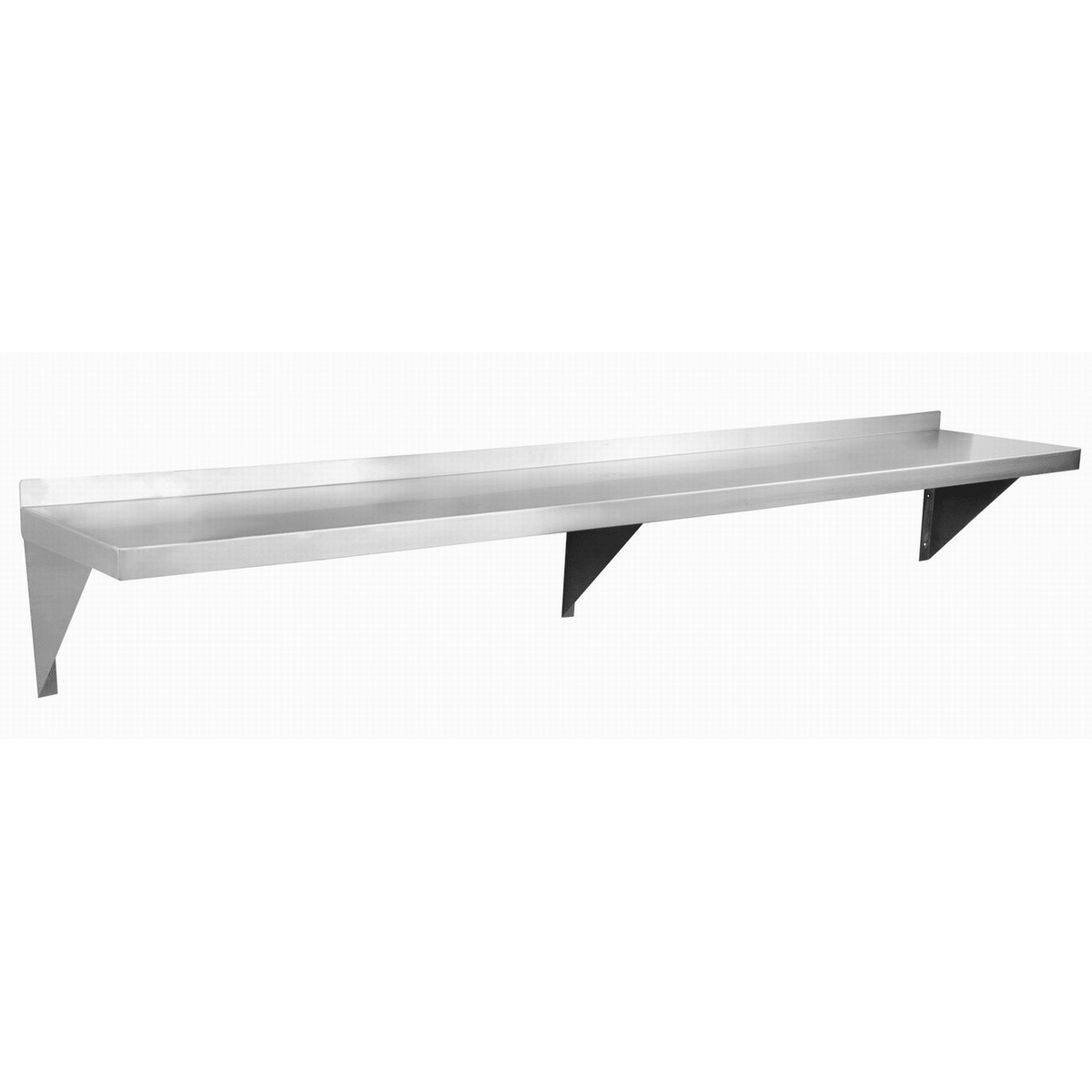 Enhanced E-WS-1496 stainless steel wall mount shelf with three mounting brackets on white background