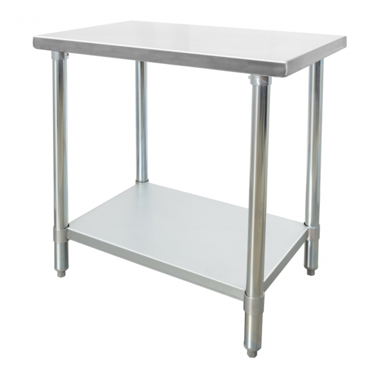 Enhanced SS E-WTG-2430-418 stainless steel work table with galvanized undershelf and four galvanized legs