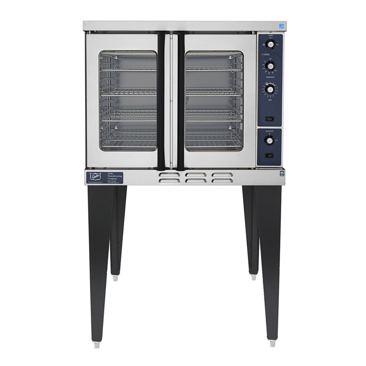 Duke E101-G single full size gas convection oven with double glass doors and control panel