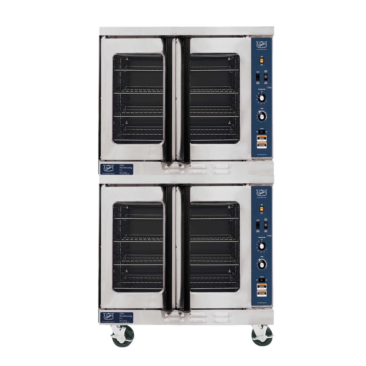 Duke E102-G double-stack full-size gas convection oven with glass door windows