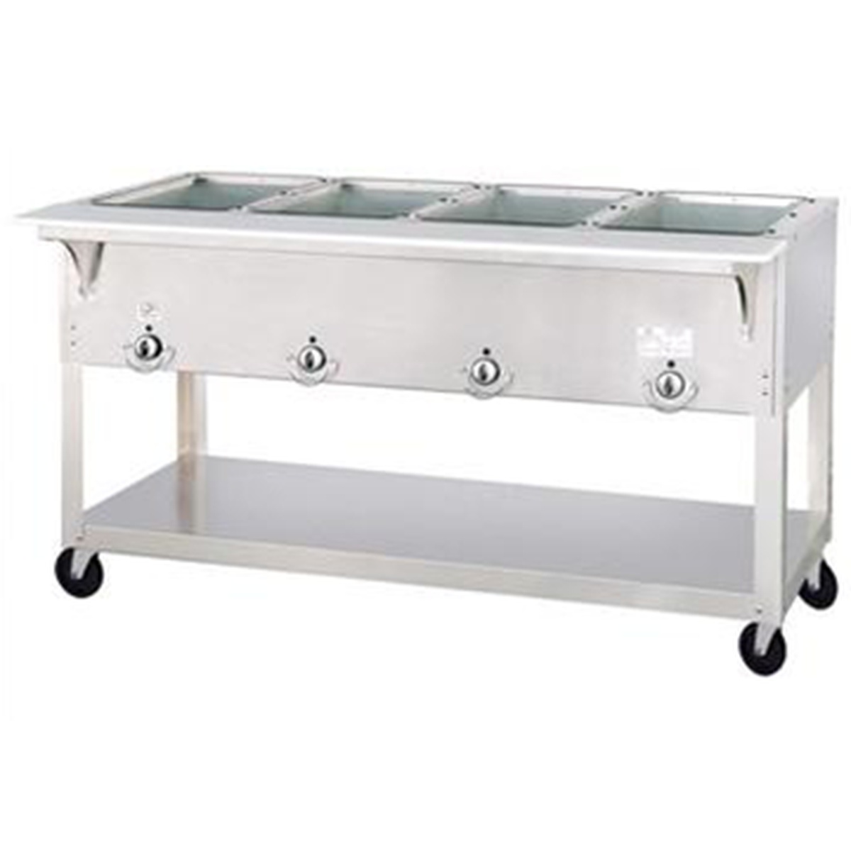 Duke Aerohot electric sealed-well steam table with four wells and open undershelf