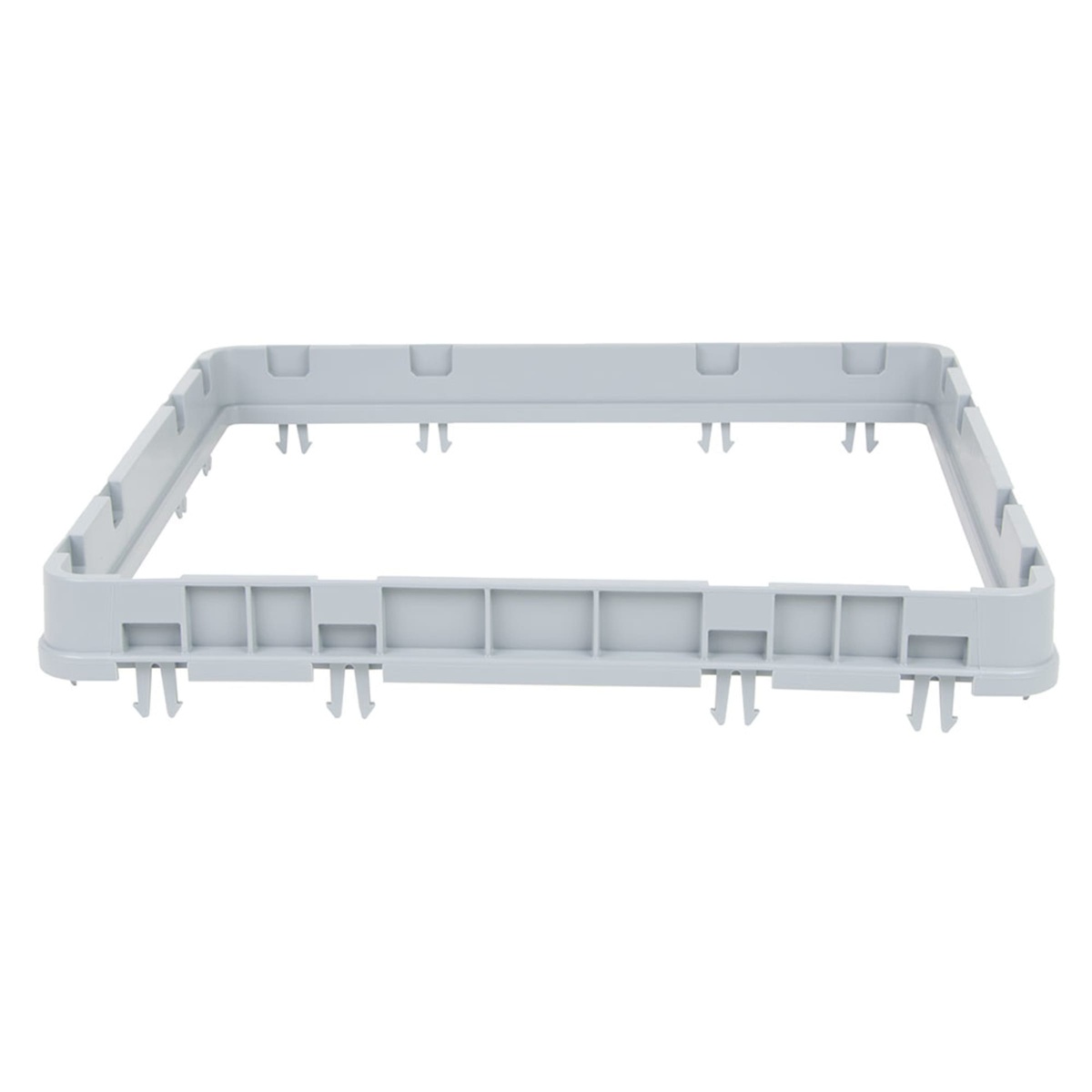 Side view of Cambro E3151 rack extender showing open frame and snap-on tabs